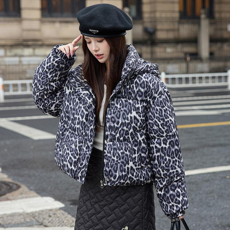 Retro Leopard Print Hat Removable Original Style New Simple Coat Cotton Clothes