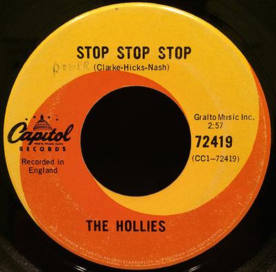 7inch Record HOLLIES - Stop Stop Stop 72419 Capitol Records 1966 Canada Rock Used