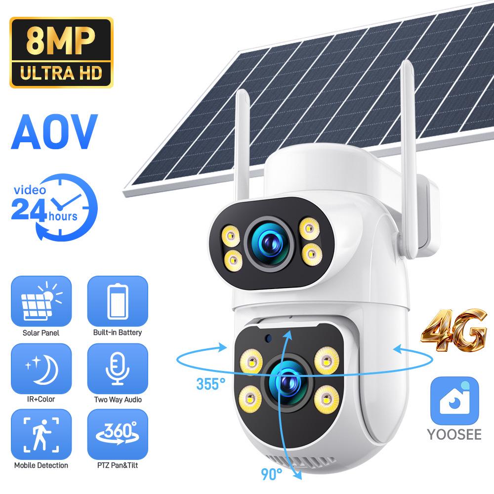 4G Solar Dual-Lens 360° Panoramic HD Night Vision Wireless WiFi Camera