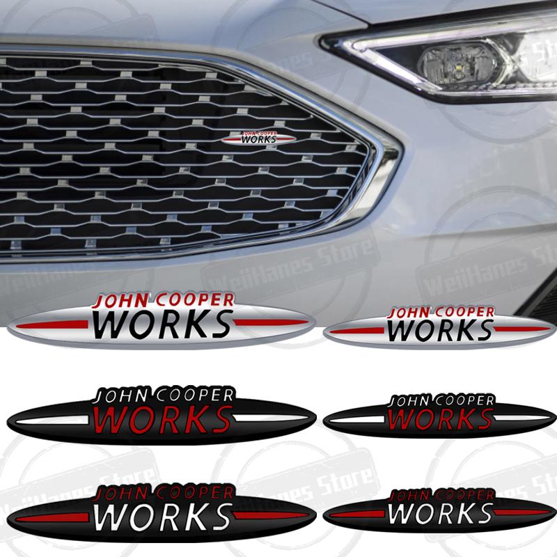 Metallo Per John Cooper Works Mini Cooper S JCW R56 R57 Countryman Clubman Paceman Adesivo Griglia Emblema Badge Carrozzeria Posteriore Bagagliaio Auto