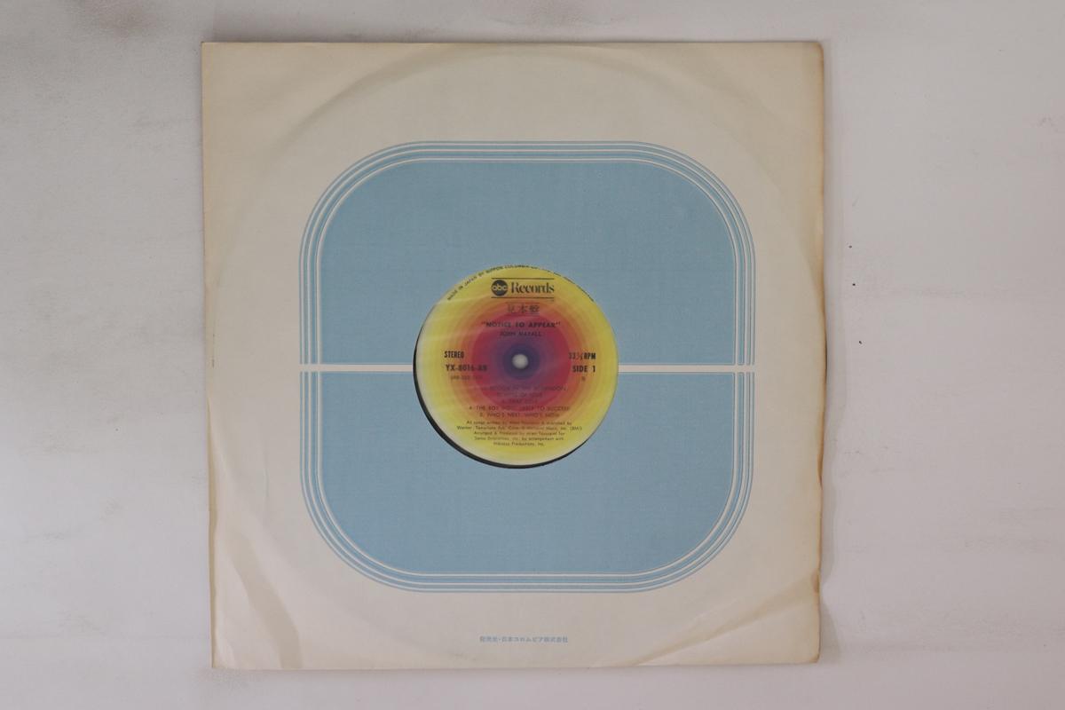 

LP Record JOHN MAYALL - Notice To Appear YX8016ABPROMO ABC 1976 Japan Rock