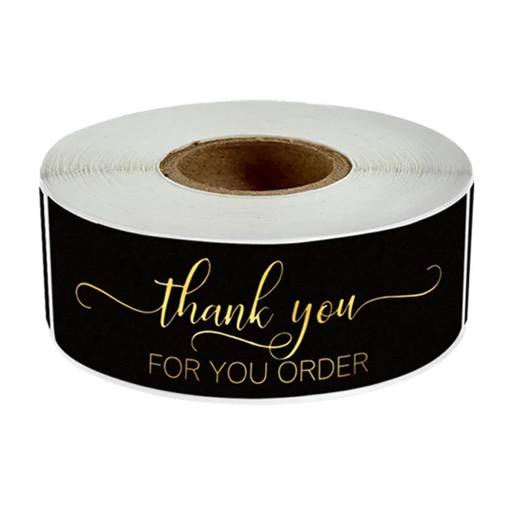 

120Pcs Rectangle Thank You For Your Order Sticker for packaging Stationary Stickers Roll Black Pink Transparent Thank you labels