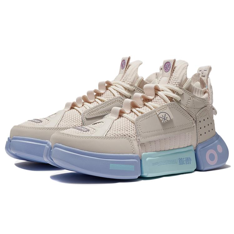 New LINING Essence 2 ACE Vintage Basketball Shoes Women's Mid Top Pearl White/Snow Gray ABCS012-1