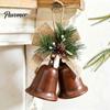 Indoor Holiday Scene Arrangement Christmas Bell Ornaments, Metal Double Jingle Bells Xmas Tree Hanging Gift for Friends Decoration with Pinecones
