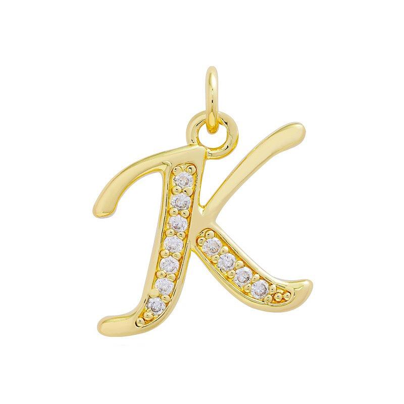 European & American Gold-Plated Copper Zircon Letter Necklace - High-End DIY Jewelry Accessory