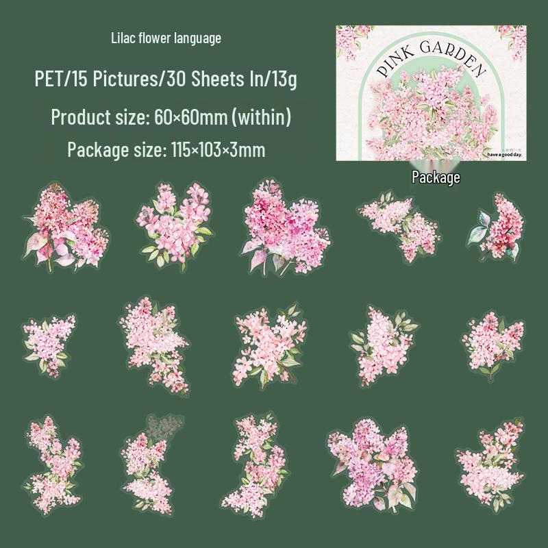 

Beautiful Day Pink Flower PET Stickers – 6 Styles, 30 Sheets for DIY Makeup & Garden Series