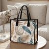 Bohemian Feather Print Tote Bag Casual Large Capacity Daily Shoulder Handbag for Women