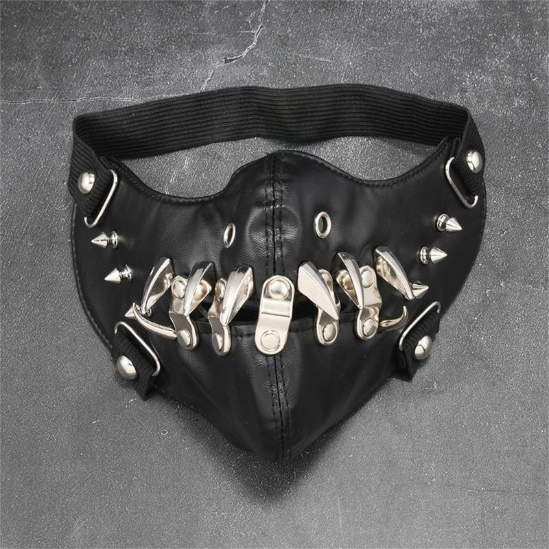 Rivet Spikes Leather Mask Cosplay Mask Motorcycle Biker Half Face Mask Anti Dust Sports Mask Masquerades Mask Women Men