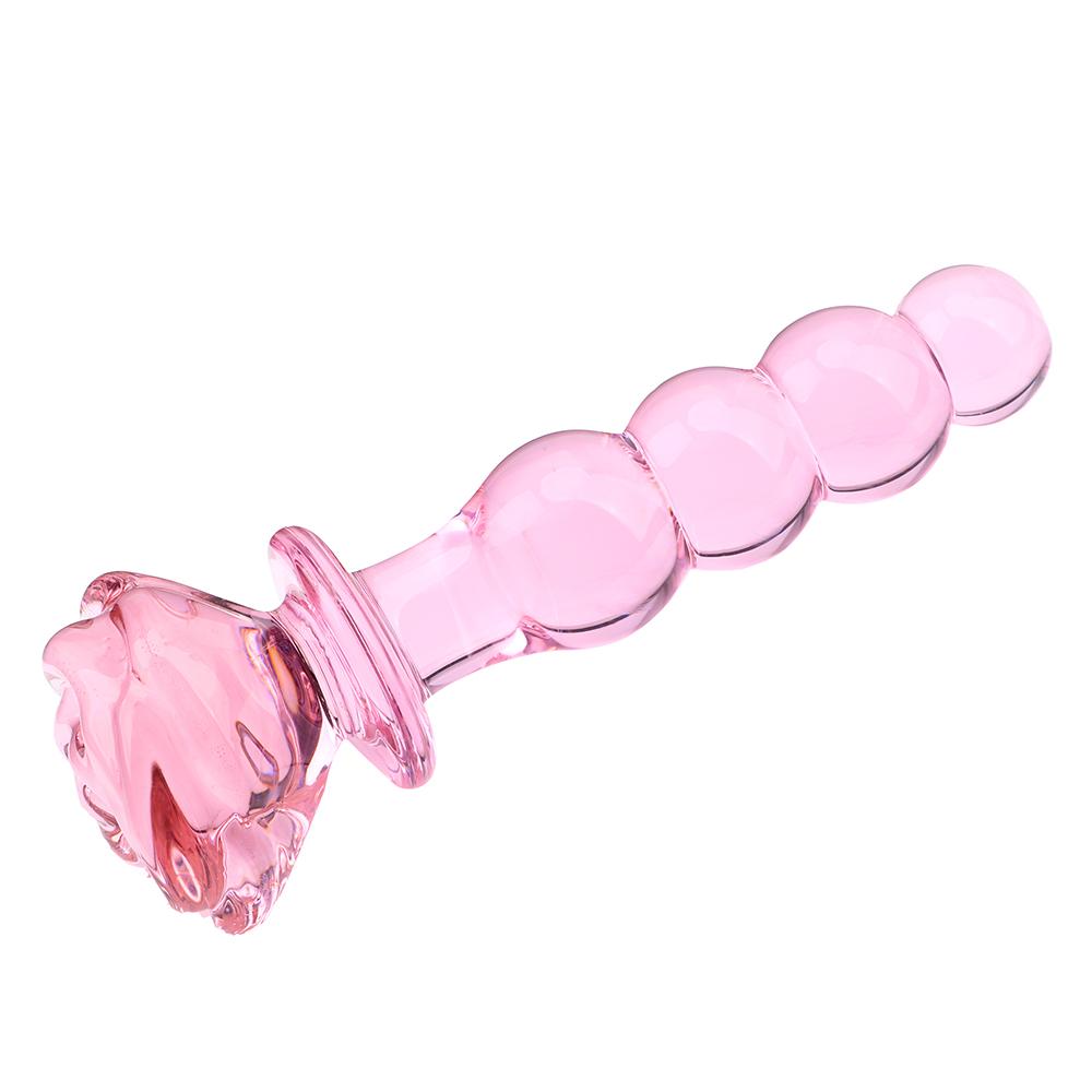 Glass Rose Decorative 22-35mm Anal Beads Butt Plug for Women Vaginal Dilator Female Masturbator Sex Toys Men Prostate Massager