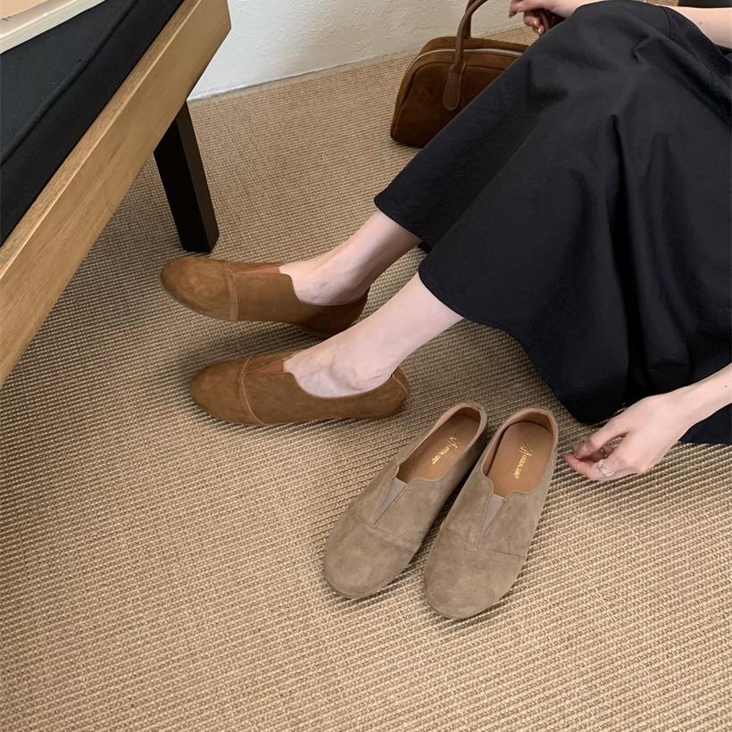 Loafers 2025 autumn new women's shoes thick heel low heel low top shoes spring and autumn small leather shoes medium mouth single shoes