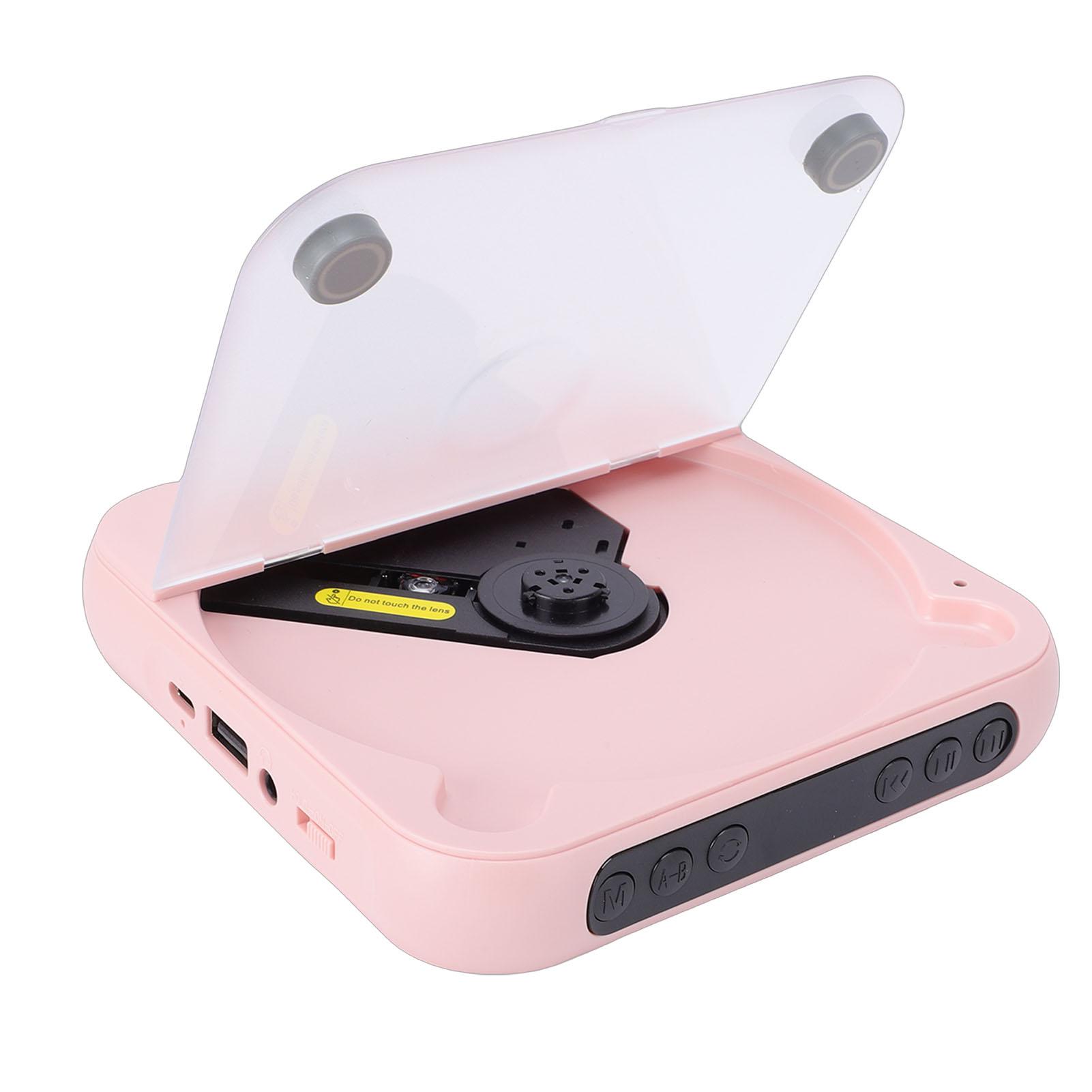 

Portable CD Player with Dual Stereo Speakers Bluetooth 5.3 Rechargeable Headphones LCD for Home Car Outdoor Support CD рожевий