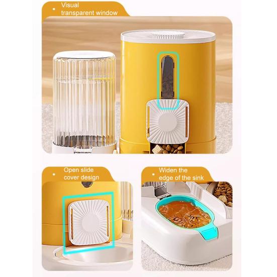 Automatic Pet Feeder 2-in-1 Pet Food Feeder And Water Dispenser Large Capacity Cat Feeding Station for Small Medium Cats Dogs