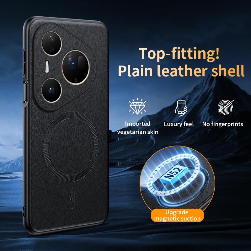 For Huawei Pura 80 Ultra Case Magnetic Leather Shield Cover High Quality Anti-Fingerprint Non-Slip PC+TPU