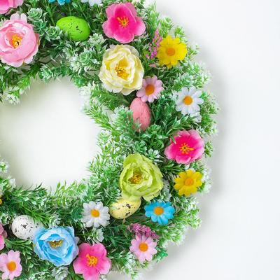 Easter Wreath Decoration Colorful Easter Wreath Easter Wreath Front Door Artificial Spring Floral Pastel Eggs Easters Wreathes