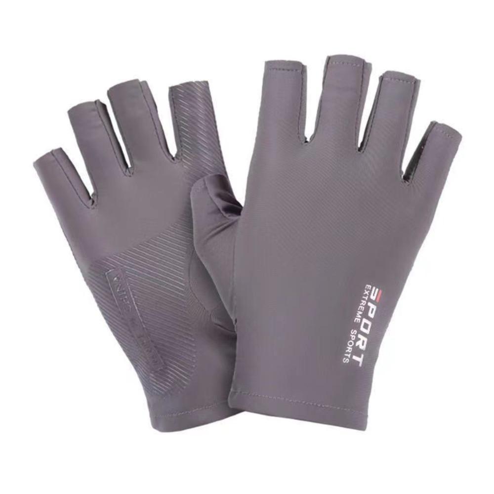 Summer Ice Silk Gloves Sunscreen Thin Leakage Half Finger Driving Cycling Luya Fishing Non-slip Fitness Breathable