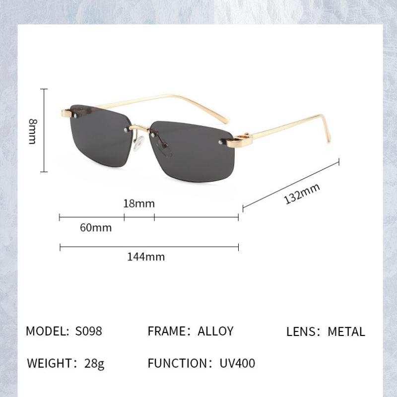 2026 New Frameless Beveled-Edge Sunglasses Women's Men's Y2K Street Style Fashion UV-Protective Eyewear Outdoor Travel Glasses