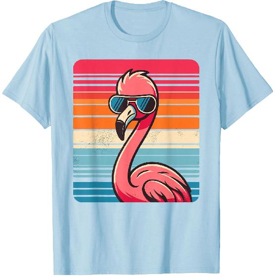 Cool Retro Flamingo in Sunglasses 70s 80s 90s Funny Flamingo T-Shirt