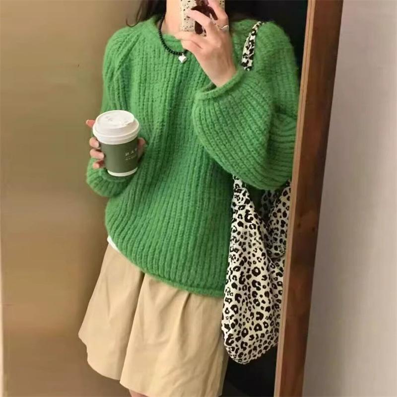 Nosit Tenký Kryt Maso Pokročilý Smysl Pletený Svetr Podzim a Zima Dámská Móda Volné Líný Větru Topy