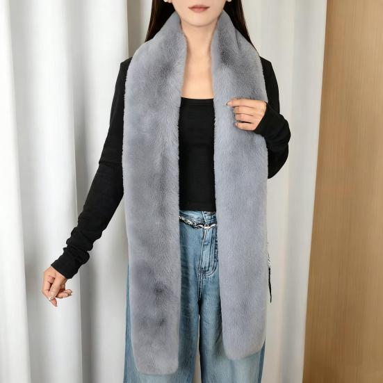 Imitation Rabbit Fur Scarf Solid Color Versatile Design Thickened Warm Scarf Cold Weather Fashion Accessories