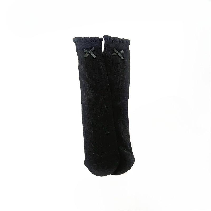 

Женские весенне-летние универсальные милые носки-гольфы с бантом и лентой, дышащие, балетные 1 pair чёрный