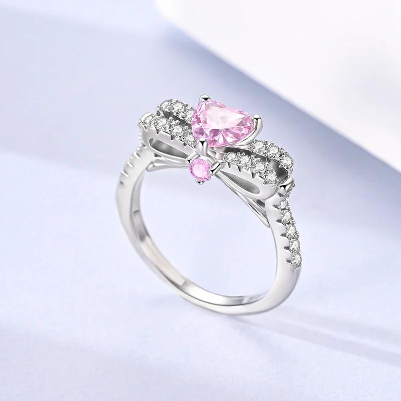 New copper Bow Pav MultiRing Cross Wide Rings Pink Bow Heart Zircon 69 Size Turkish Rings for Women Jewellery Gift