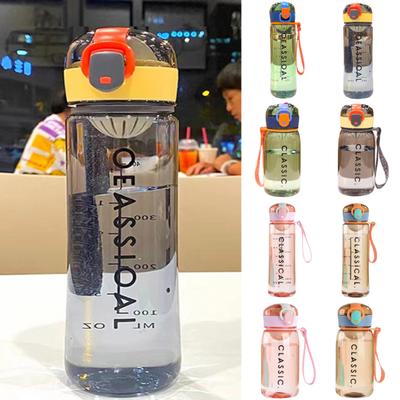 400ml/ 500ml Water Bottle Food Grade Large Capacity Bounce Cover Leak-proof PC Summer Simple Tea Leak Bottle Daily Use