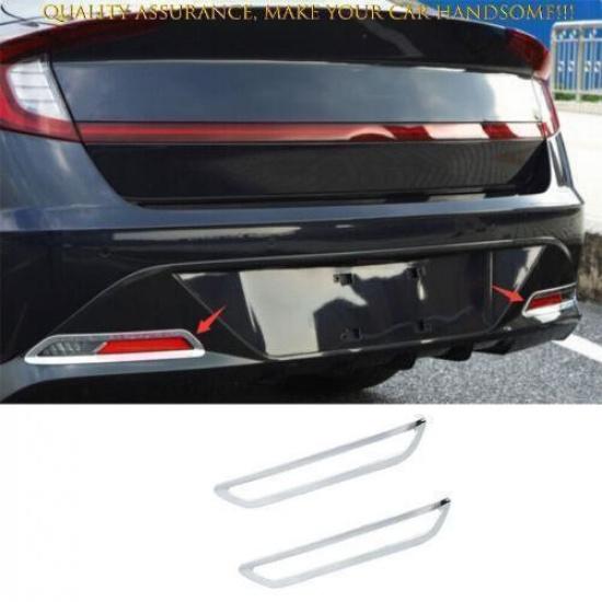 For Hyundai Sonata 2020-2023 Glossy Chrome Rear Fog Light Lamp Frame Trim 2PCS