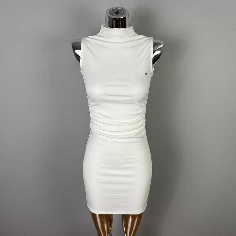 

Korean Dongdaemun Slim Sexy Sleeveless Bodycon Dress with Half-High Collar and Cinched Waist One Size