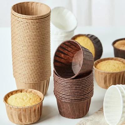 50 STÜCKE Große, verdickte Rollenmund-Öl-Beweis-Papierbecher Backkuchen-Papierbecherhalter Luftfritteuse Hitzebeständiger Ofenmechanismusbecher