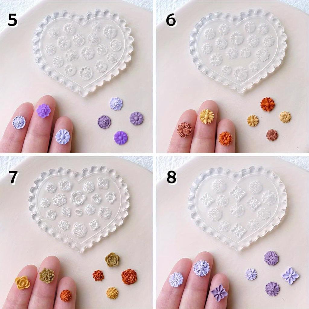 12 Pcs Polymer Clay Molds Mini Floral Clay Molds for Jewelry Making, Earring Decoration