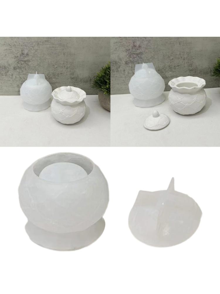 Preget mønster oppbevaringskrukkeform Smykkeorganisator Silikonform Gips Oppbevaringsboks Former for organiseringsentusiaster