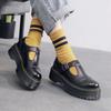 T-straps Mary Jane damskor med tjock sula, Låga brittisk stil plattform casual skor
