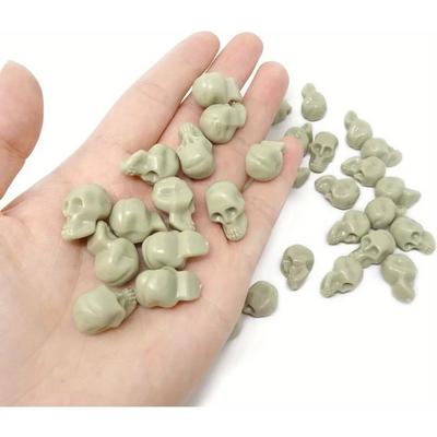 100PCS Mini Scary Skull Heads Statue Luminous Micro Landscape Halloween Skull Miniature Figurine Plastic Pranky Prop