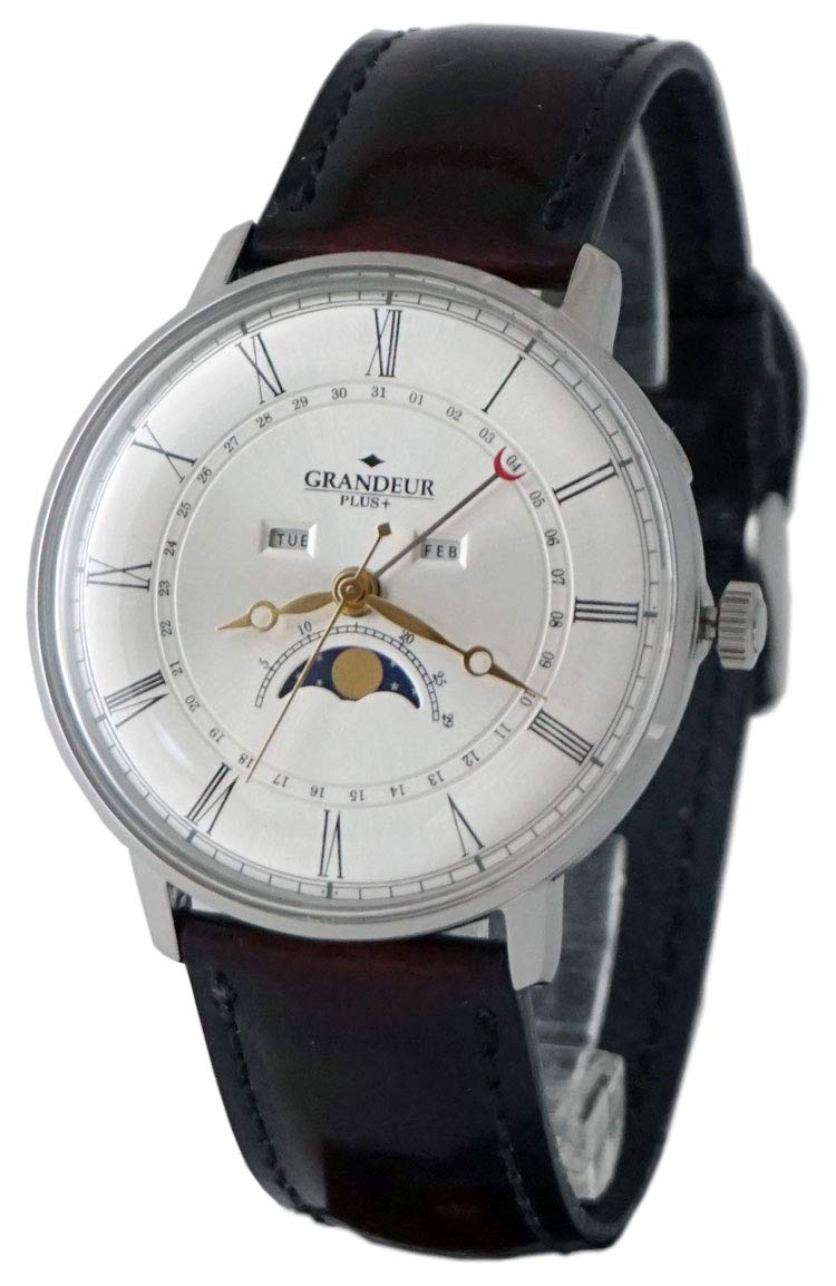 

GRANDEUR Japanese Advantic Leather Triple Calendar Moon Phase Watch GRP014W1 [Grandeur Plus] PLUS+ & Men s
