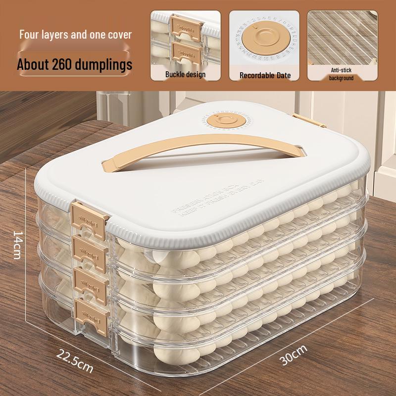 Multi-layer Transparent Dumpling Storage Box with Timer - Kitchen Food Grade Plastic