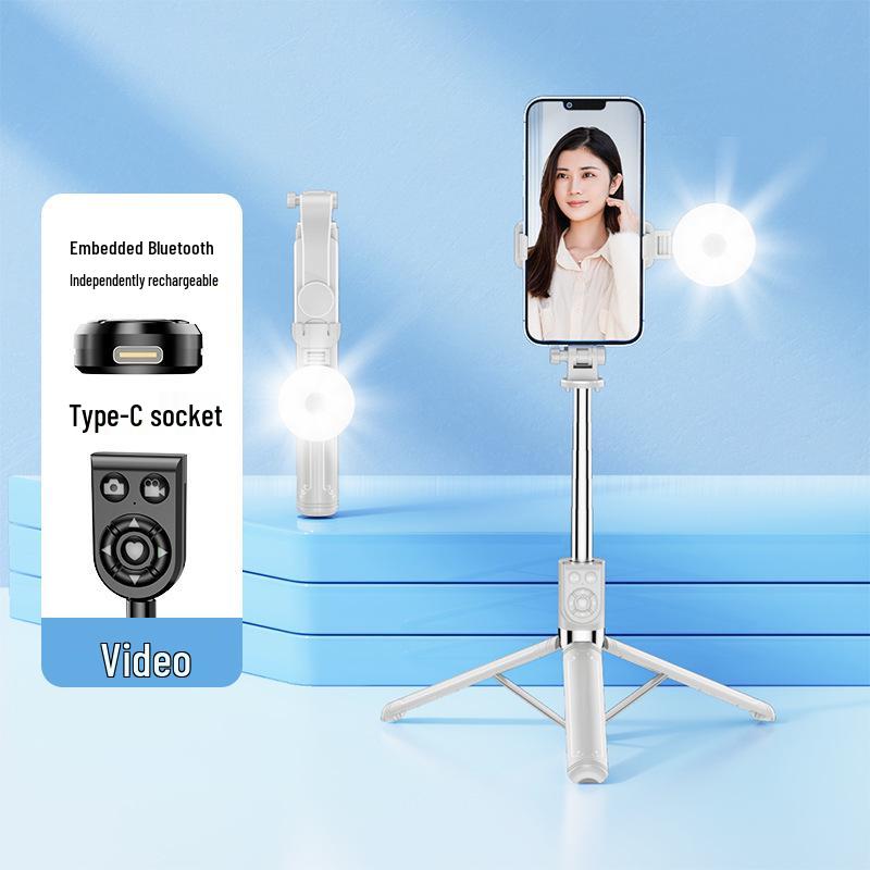 All-in-One Bluetooth Selfie Stick Tripod with Remote Control for Live Broadcasts and Travel