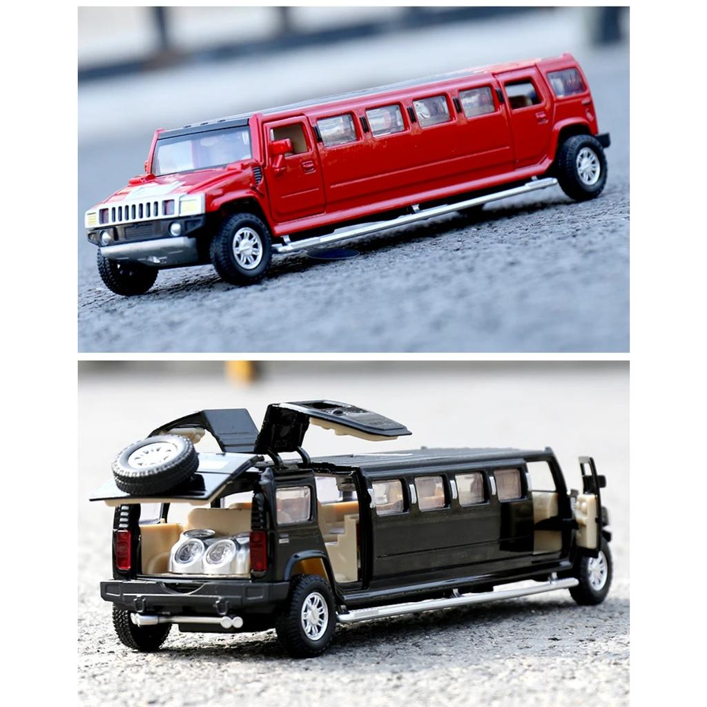 1/32 zliatinový Hummer H2 predĺžená limuzína kovový odliatok model auta zvuk a svetlo naťahovacie detské hračkárske vozidlá darček