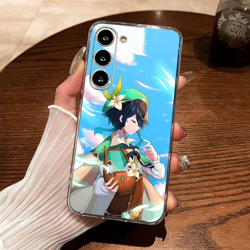 G-Genshin Impact Venti Barbatos Phone Case For Samsung S30,23,21,22,20, FE lite,S10,9,8,7 PIus Note20ultra Soft Transparent