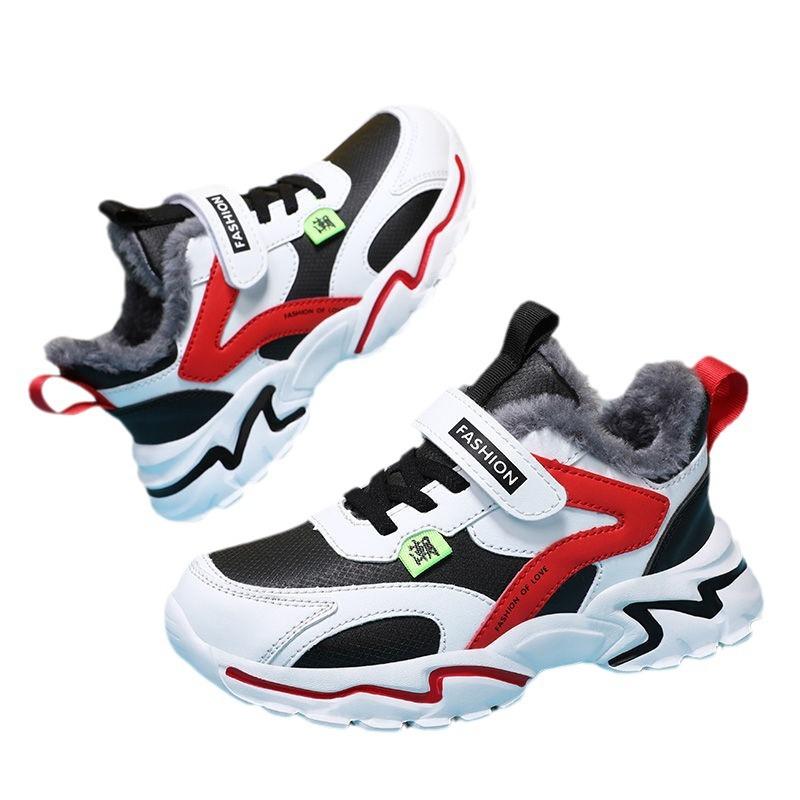 Children's shoes Winter cotton shoes Boys' shoes Boys' cotton shoes Fleece thickened warm primary school students running shoes Middle aged children