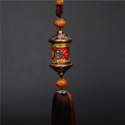 Car Pendant Buddhist Tibetan Prayer Wheel with Tassel Auto Interior Rearview Mirrorr Decoration Hanging Ornaments Accessories