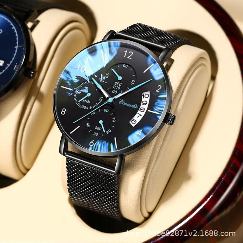 Orologio meccanico automatico ultra-sottile orologio da uomo versione coreana orologio al quarzo per studenti calendario luminoso impermeabile tendenza