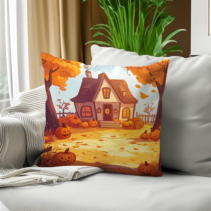 1Pc Autumn Fallen Leaves Pillow Cover For Home Living Room Bedroom Sofa Office Decorative Pillowcase Soft Throw Pillows 45X45Cm