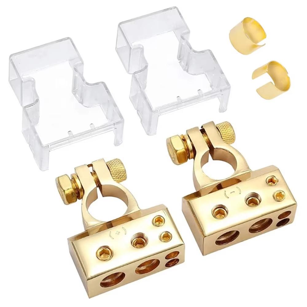 

2 шт. Позитивні та негативні клеми акумулятора автомобіля для автомобільних/морських акумуляторних затискачів Gold