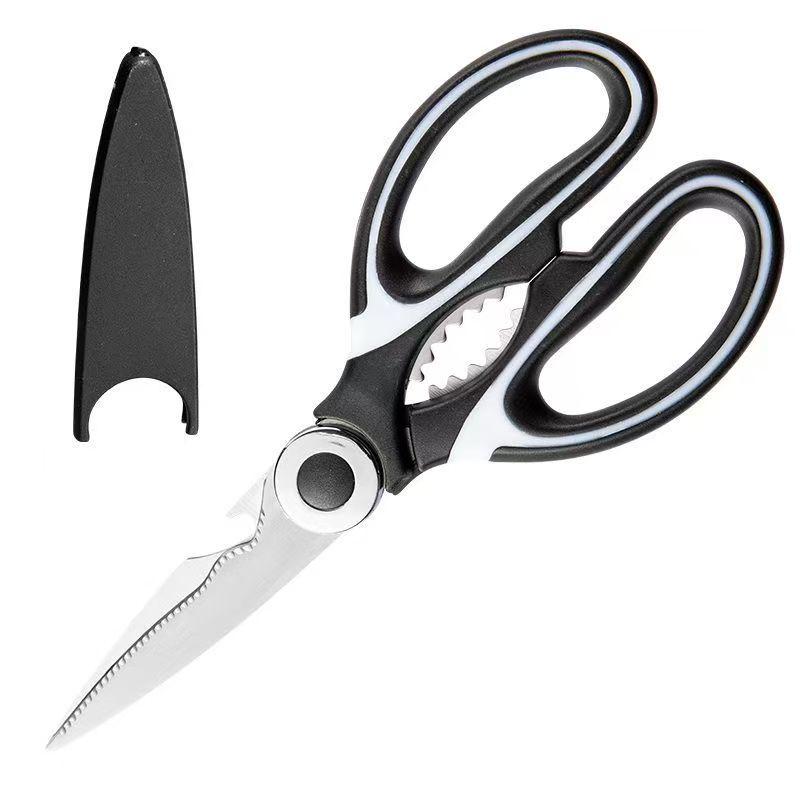 

Multifunctional Stainless Steel Kitchen Scissors - Panda Design, Ideal for Cutting Food, Chicken Bones, and Cracking Walnuts Panda Scissors 1.1mm with Plastic Cover