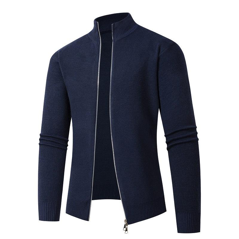 Nuevo Suéter de Otoño e Invierno para Hombre Suéter Cárdigan con Cremallera de Cuello Alto Suéter Grueso para Hombre