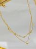 1 Pc Stainless Steel Plated 18K Exquisite Gold Bead Single Diamond Small Double-Layer Necklace