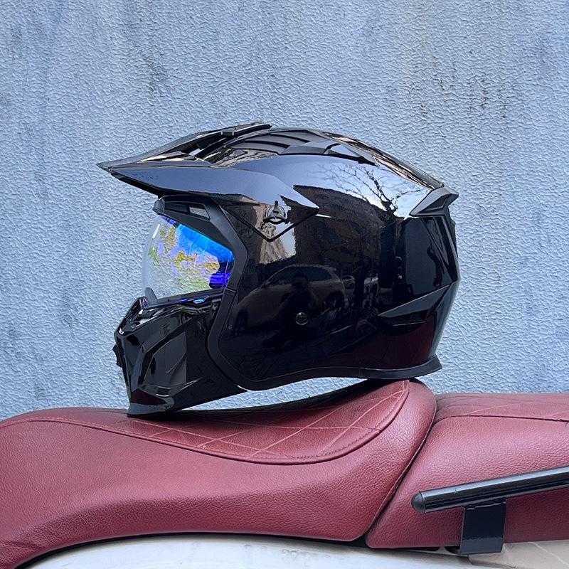 Street Fighter Motorcycle Helmet Men's and Women's Full Helmet Four Seasons Locomotive Retro Detachable Combination Helmet