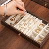 Large Capacity 3-Tier Jewelry Storage Box Drawer Organizer Walnut Wood Grain Multi-layer Stackable Necklace Earrings Jewelry Box