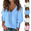 Women's Oversized Long Sleeve V-Neck Sweater - Color Casual Winter Top for Daily Wear