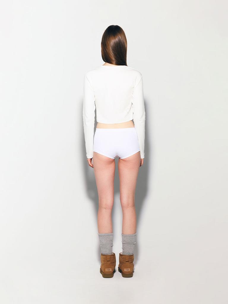ASIF CALIE Gurls Basic Crop Long Sleeve T-Shirt White